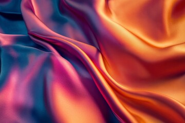 Obraz premium Luxurious Iridescent Fabric Waves with Copper and Teal Reflective Shimmers, Smooth Abstract Textile Surface Texture