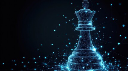 Digital Chess King on Dark Background