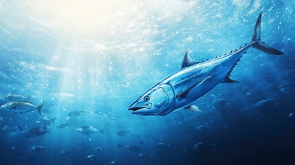 Fototapeta premium World Tuna Day Background, realistic, Copy Space