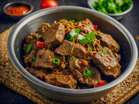 Delicious mutton liver fry served in a karahi