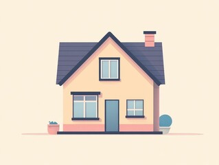 Simple clean modern house flat illustration