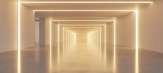 Obraz premium Empty, illuminated hallway