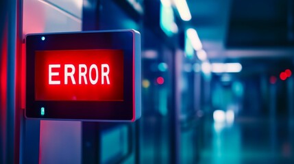 Red error message on modern digital display.