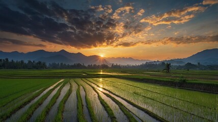 Obraz premium The beauty of this village located on the edge of a mountain makes it even more beautiful.