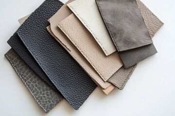 Assorted leather samples in various shades and textures