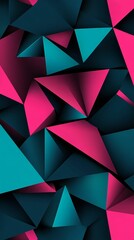 Obraz premium Abstract geometric composition of triangles teal pink