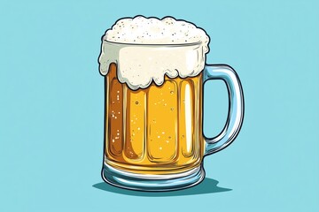 A fun cartoon beer mug with frothy foam, perfect for tshirts and apps. Playful and colorful doodle style design