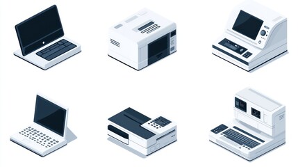 Retro isometric tech devices