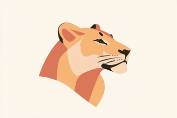 Obraz premium A minimalist 2D icon showcasing the elegant head of a lion against a clean background for a bold statement.