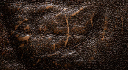 Dark Brown Leather Texture Background with Close Up Detail
