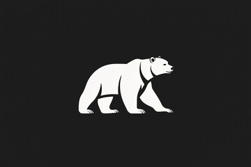 Fototapeta premium A sleek black and white bear logo, perfect for branding. Minimalist design on a clean backdrop enhances its appeal.