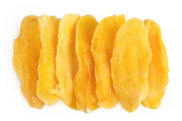 dried mango isolated on white background. Top view. Flat lay