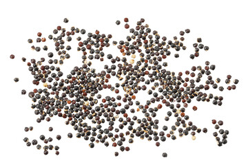 black quinoa seeds isolated on white background. Top view. Flat lay