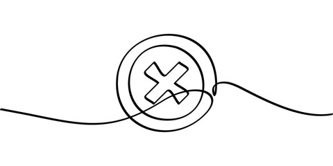 Obraz premium continuous line drawing of cancel symbol. abstract line art illustration