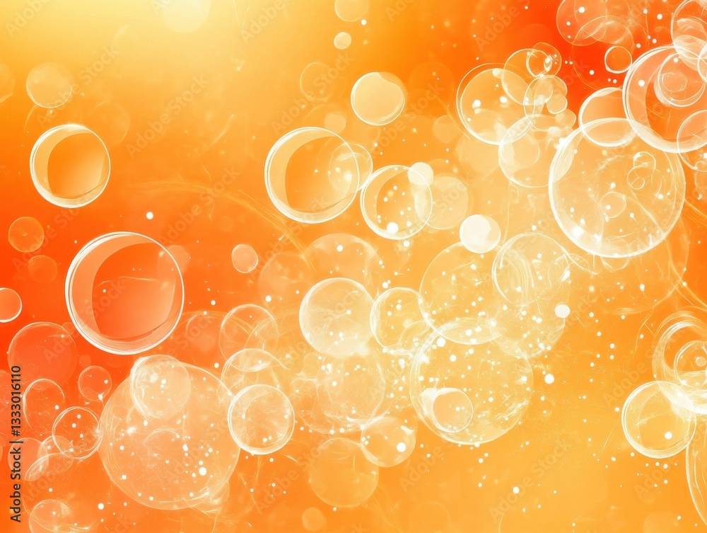 Wall mural orange background with circles and bubbles, an orange pattern generative ai