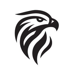 Tribal Eagle Silhouette Bold Black and White Vector Logo	