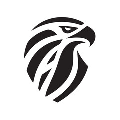 Tribal Eagle Silhouette Bold Black and White Vector Logo	