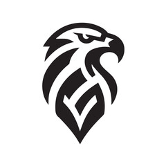 Tribal Eagle Silhouette Bold Black and White Vector Logo	