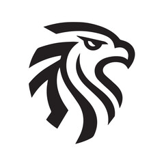 Tribal Eagle Silhouette Bold Black and White Vector Logo	