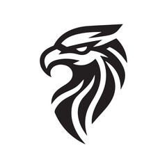 Tribal Eagle Silhouette Bold Black and White Vector Logo	