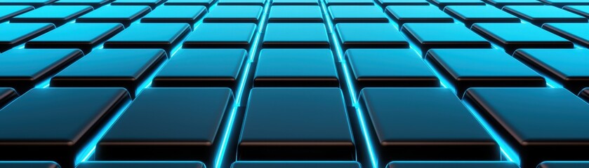 Obraz premium Sleek Minimalist Tech Grid Texture Concept with Glossy Tiles Illuminated by Soft Blue Light