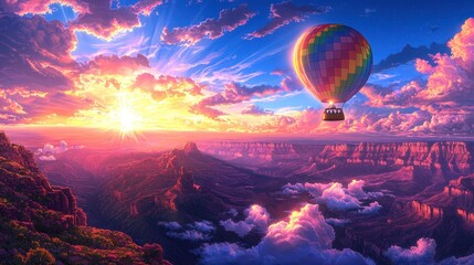 Hot air balloon adventure over grand canyon at sunrise – a stunning landscape photography experience