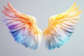 Obraz premium Beautifully colored angel wings spread widely in ethereal display
