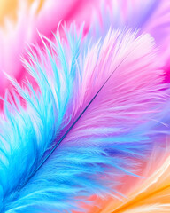 Obraz premium Colorful Feather Close-up on Abstract Background