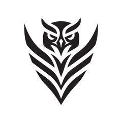 Tribal Eagle Silhouette Bold Black and White Vector Logo	