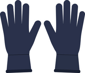 Obraz premium Dark blue gardening gloves displayed flat on a white background in a minimal vector illustration showcasing their functionality and design features