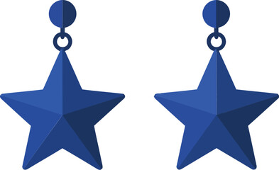 Blue star-shaped earrings in flat design showcasing a stylish and modern aesthetic, perfect for accessorizing, vector art