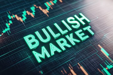 Fototapeta premium Dynamic Concept of Bullish Market with Stock Chart in Background for Investment Success