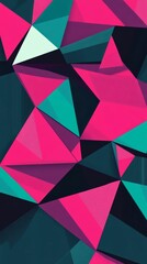 Fototapeta premium Abstract geometric design; pink teal dark shapes.