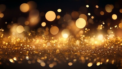 golden blurred bokeh lights on black background