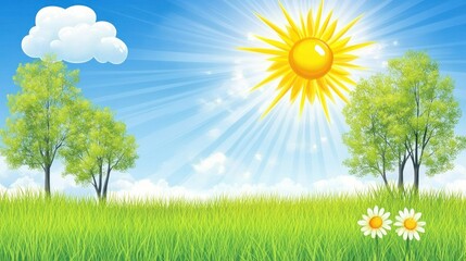 Obraz premium Sunny Spring Meadow Landscape