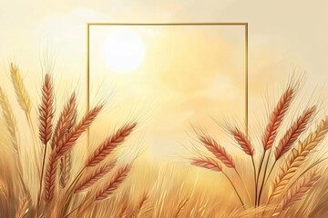 Celebrate Baisakhi with this stunning wheat field illustration featuring a golden frame perfect for your festive message