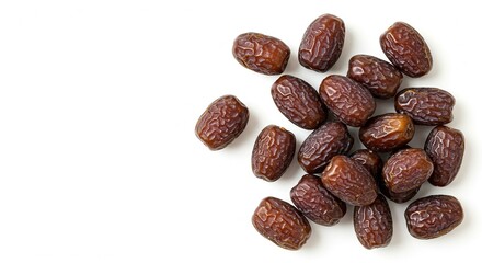Close up of a Pile of Sweet Dried Dates on White Background