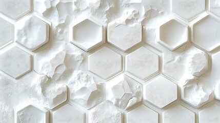 Fototapeta premium Abstract White Hexagonal Pattern, Abstract white hexagonal pattern with textured surfaces
