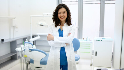 Confident dental technician her office