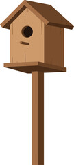 Naklejka premium Simple wooden birdhouse design in flat style showcasing rustic charm and functionality with a natural aesthetic in vector art