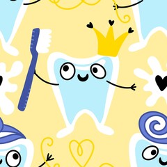 Medicine seamless teeth pattern for wrapping paper and fabrics and linens