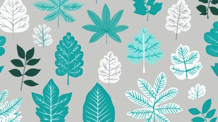 Naklejka premium Colorful Leaf Pattern on Gray Background