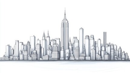 Urban sketch of city skyline manhattan illustration architectural design artistic viewpoint city concept