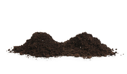 Piles of fresh soil isolated on white