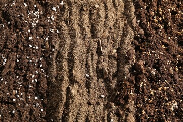 Texture of fresh soil as background, closeup