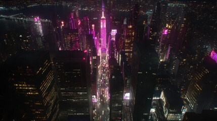 Vibrant night cityscape city aerial photography urban environment panoramic view energy and light
