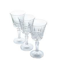Three empty clean glasses isolated on white