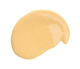 Tasty cheese sauce isolated on white, top view