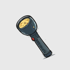 Hand Drawn Illustration of a Flashlight. Vector image