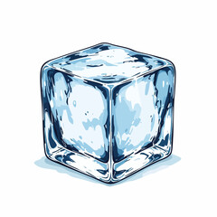 Vector Illustration of a Single Ice Cube. Vector image